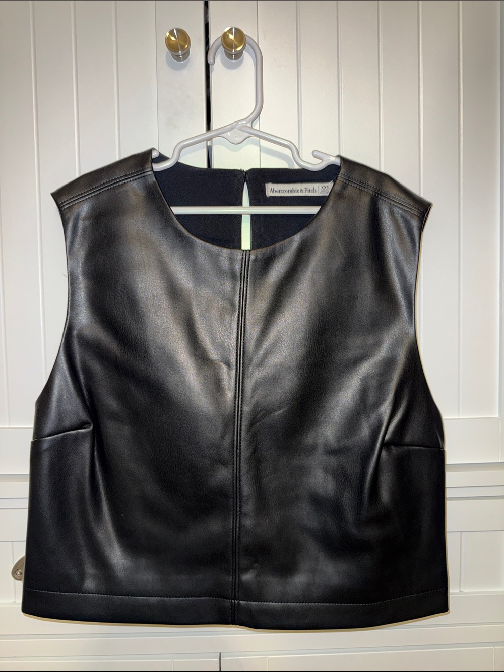 Abercrombie & Fitch Black Faux Leather Sleeveless Tank